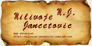 Milivoje Jančetović vizit kartica